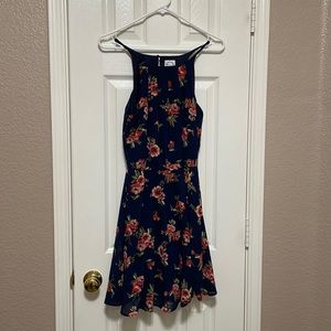 Blue Rain (Francesca’s) Navy Blue Floral High Neck Dress Size M NWOT